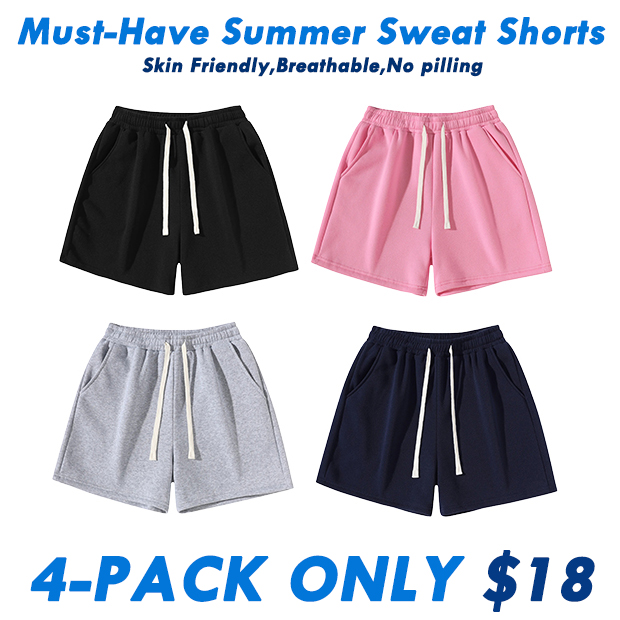 Men's Plain Drawstring Waist Sweat Short Unisex Sport Lounge Short