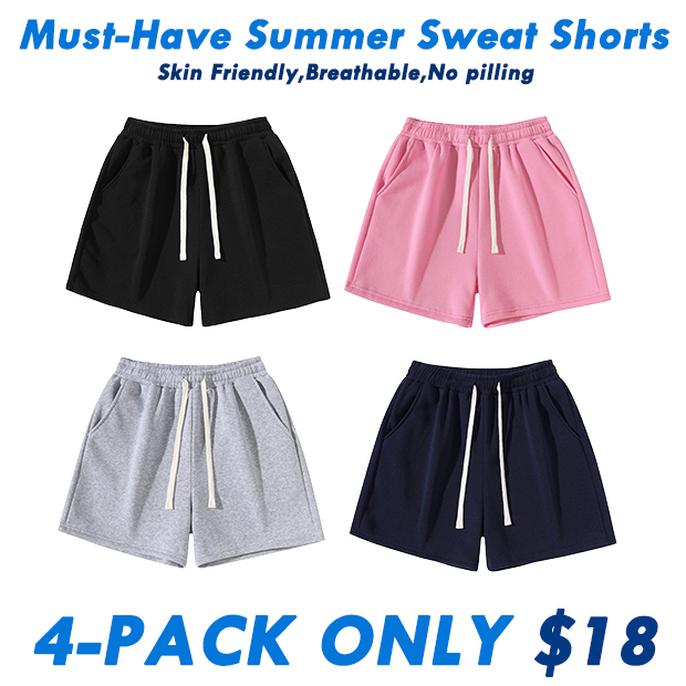 Men's Plain Drawstring Waist Sweat Short Unisex Sport Lounge Short