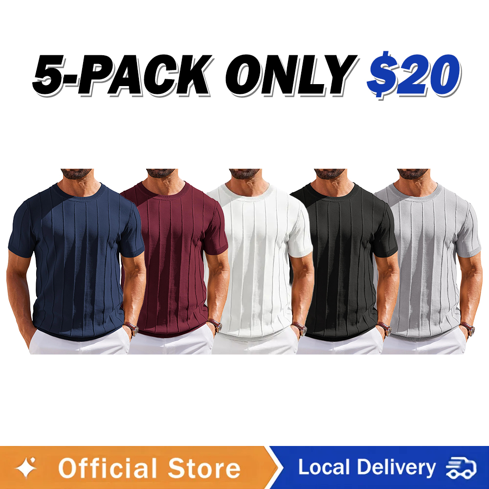 Men's Lightweight Ribbed Knit Short Sleeve T-Shirt