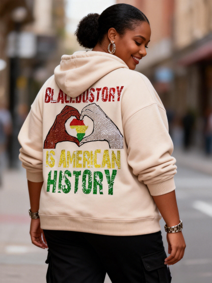 Rhinestone Black History Is American History Oversized Hoodie 