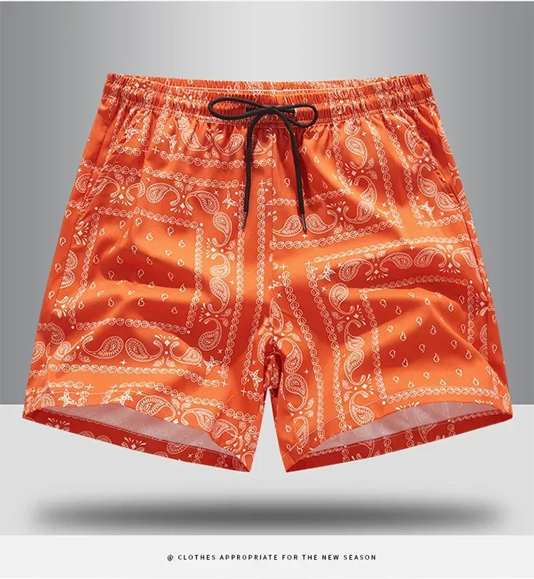 Shorts De Playa Casuales Para Hombre Estilo Trendy Verano Geom&eacute;trico Algod&oacute;n 100% Cintura Alta Largo Hasta La Rodilla display picture 15