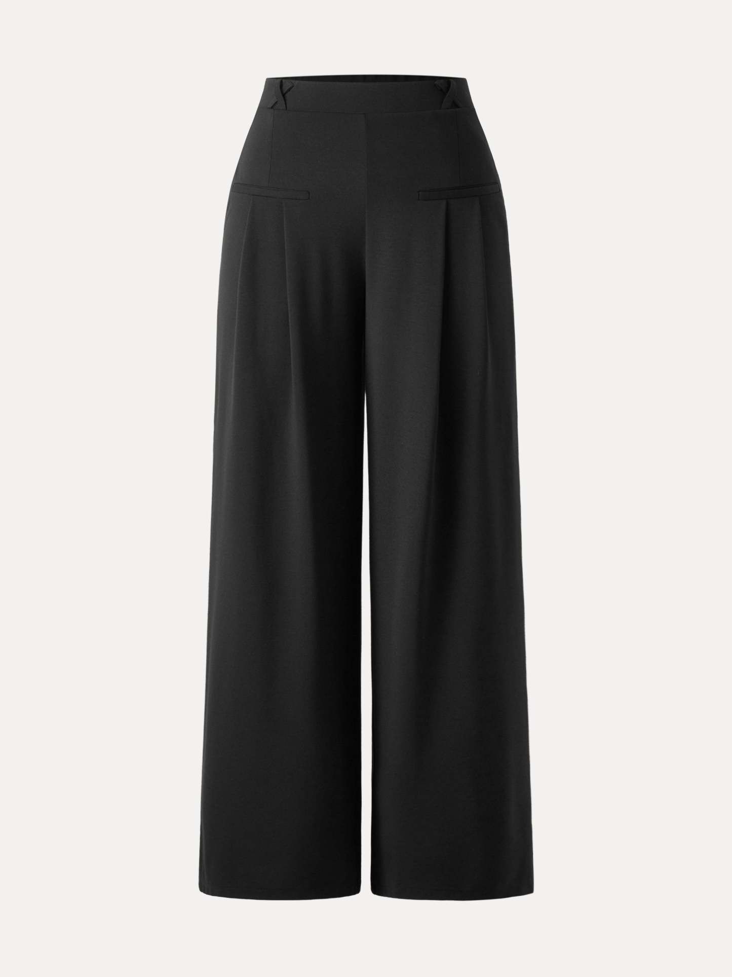 Drapey Bamboo Ponte Mid Rise Wide Leg Trouser with Pockets