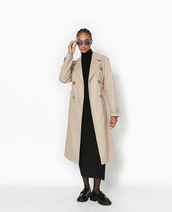 Trench en toile avec ceinture - Beige