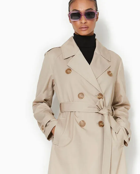 Trench en toile avec ceinture - Beige