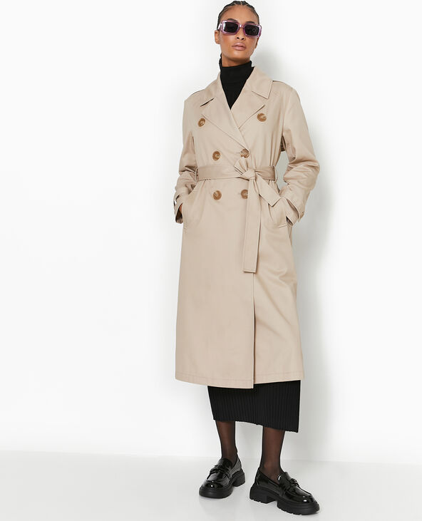 Trench en toile avec ceinture - Beige