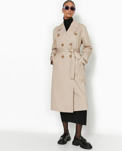 Trench en toile avec ceinture - Beige