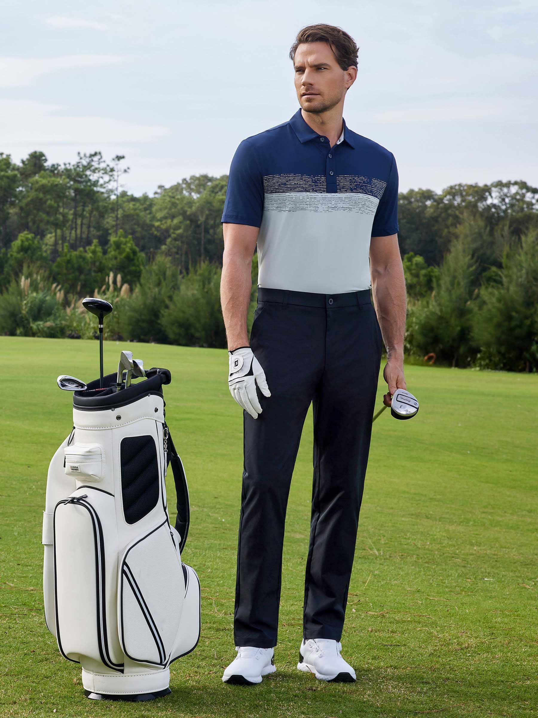 Men's Polo Shirts Dry Fit Performance Color Block Shirt