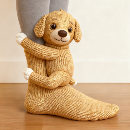 3D Labrador Puppy Socks - Cream