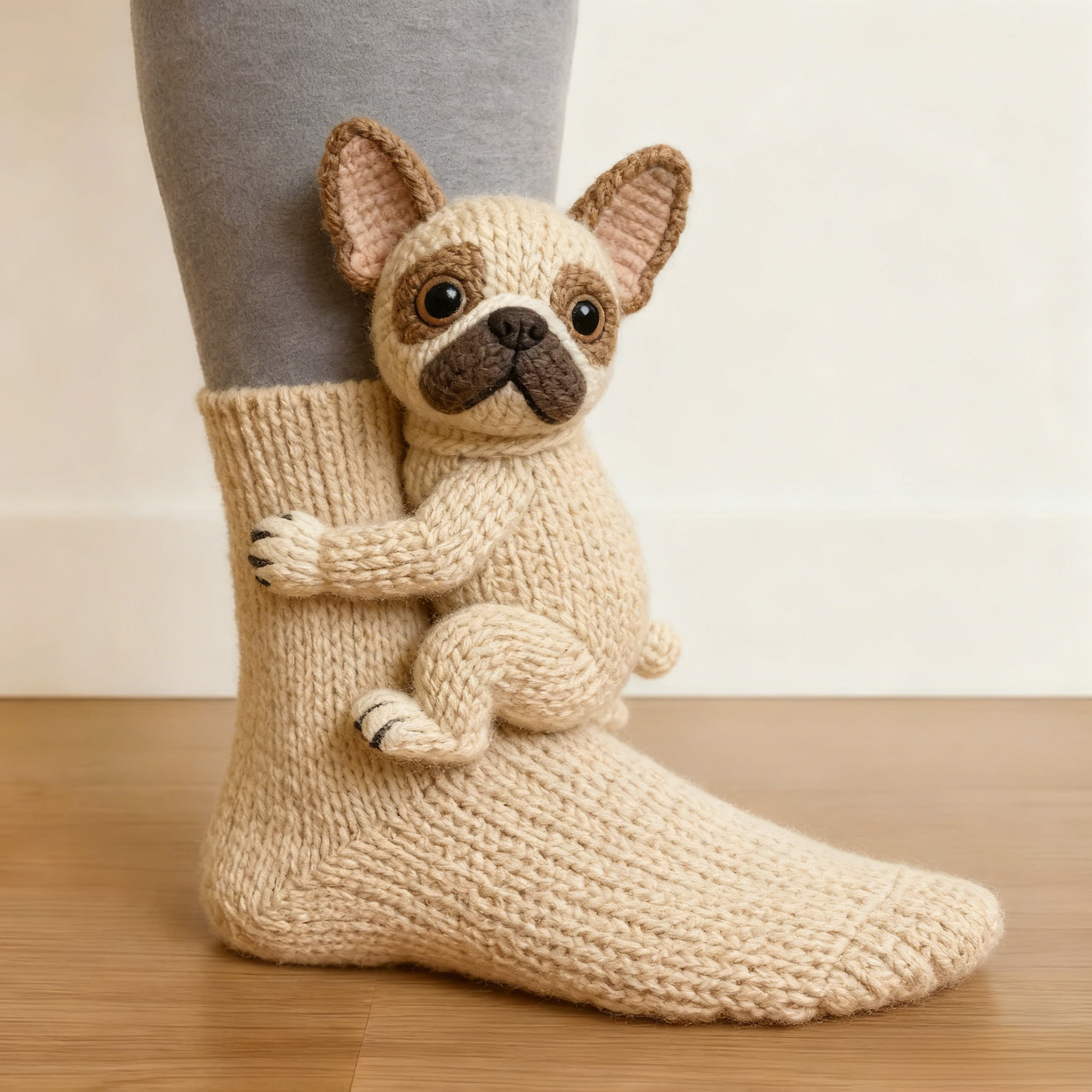 3D Labrador Puppy Socks - Cream
