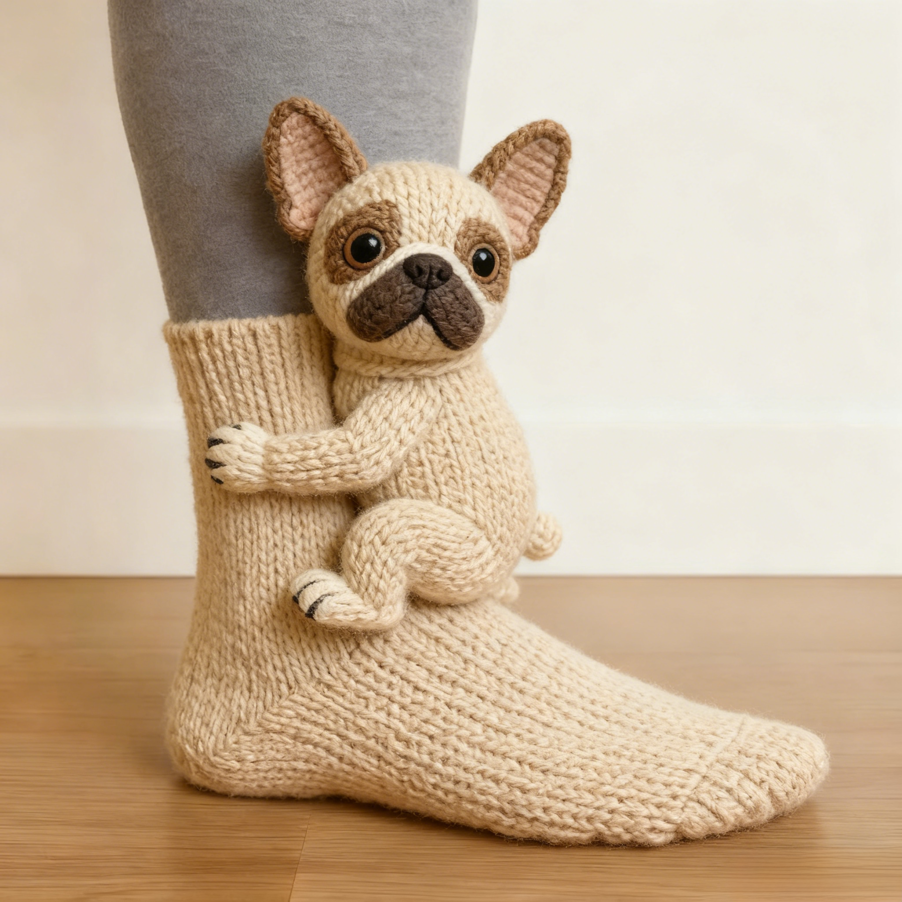3D Labrador Puppy Socks - Cream