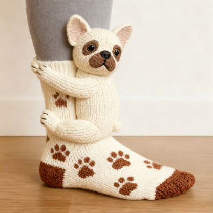 3D Labrador Puppy Socks - Cream