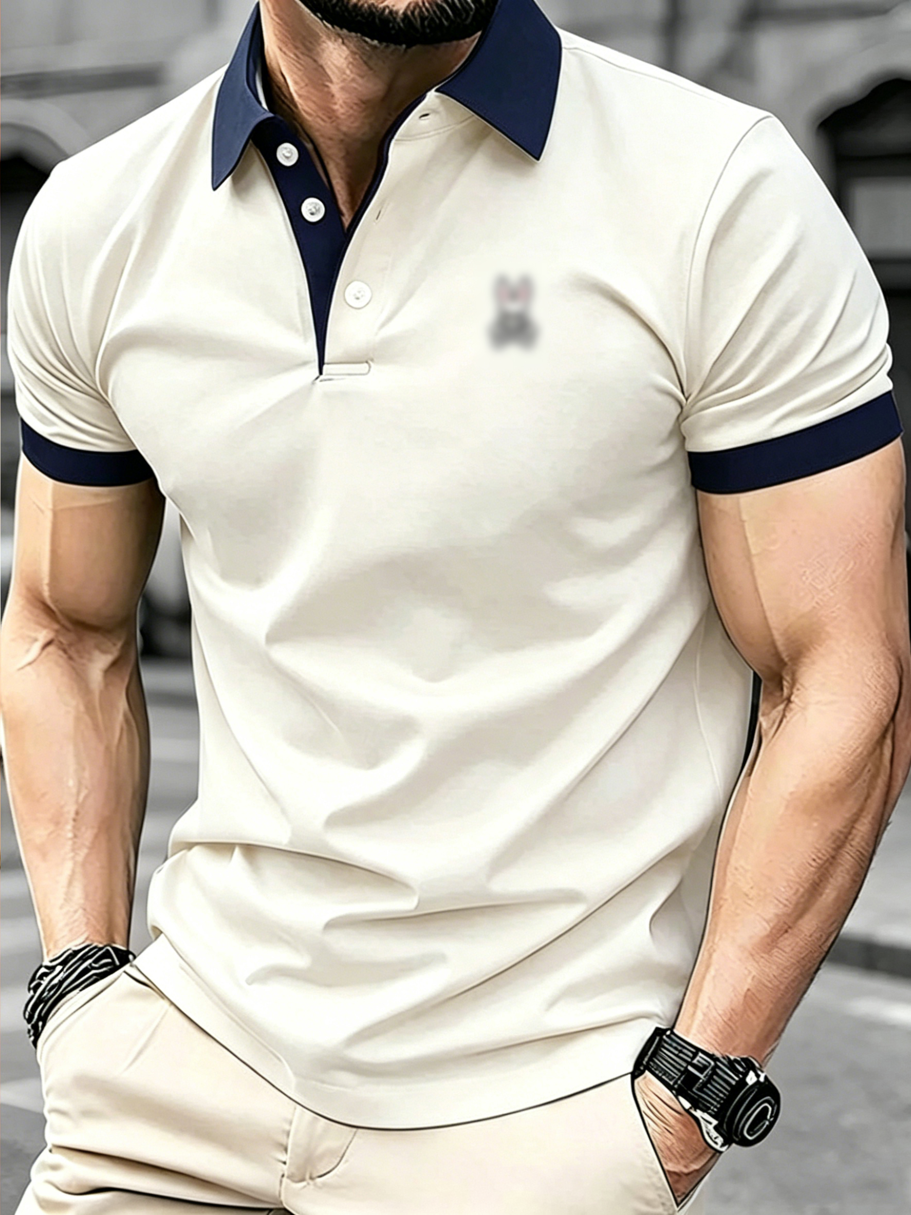 ⏰️Limited Time Sale⏰️Men’s Casual Contrast Trim Short Sleeve Golf Polo Shirt 