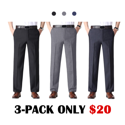 Men’s Pleated Ice Silk High-Waist Comfort Pants