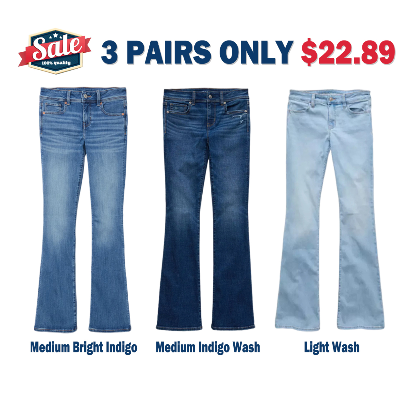 Women's 6-Pack Low-Rise Kick Bootcut Jean