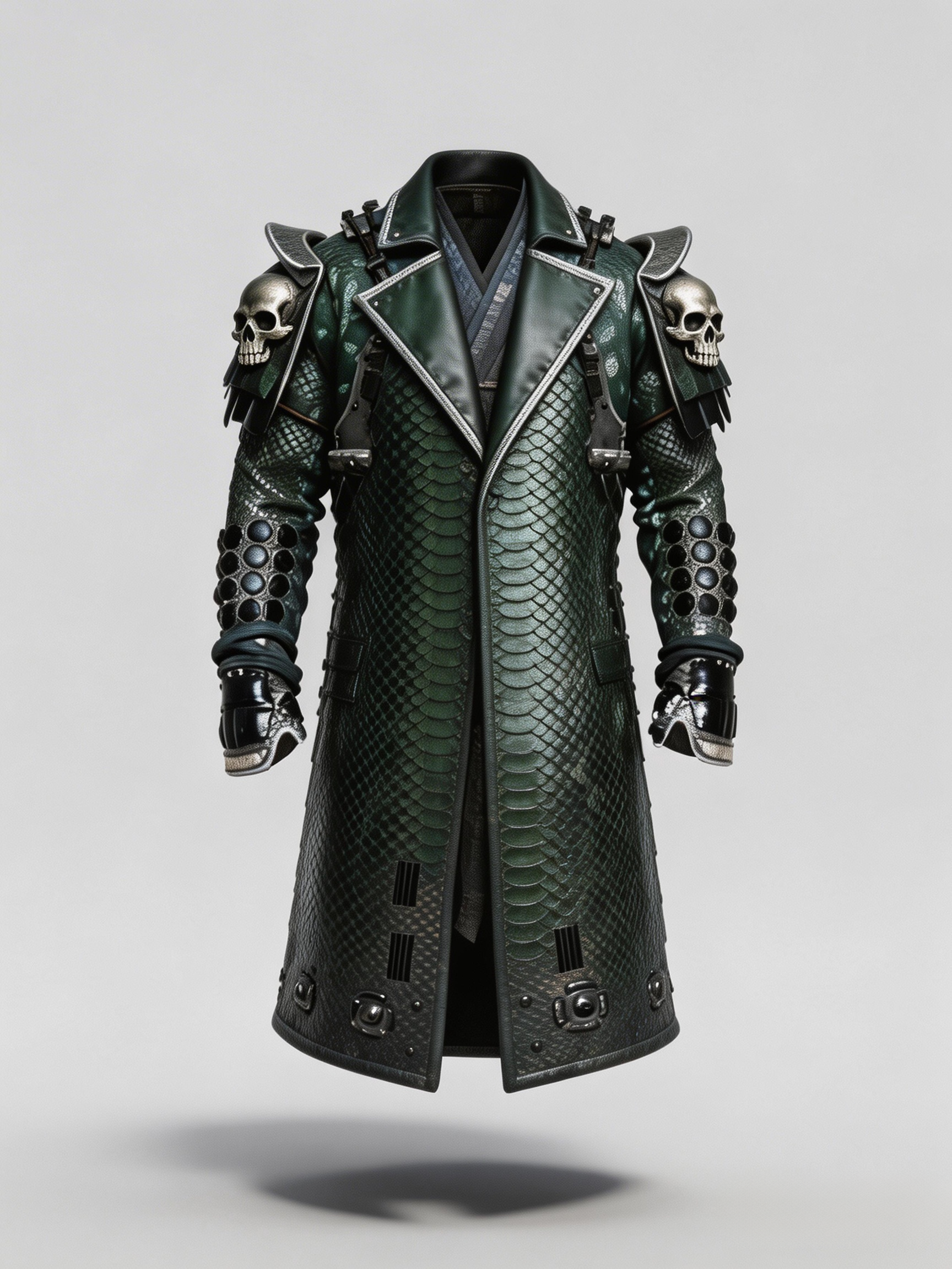 Men's Fashionable Samurai Jacket Gothic Green Scale Armor Coat 