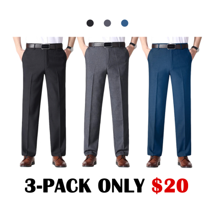 Men’s Pleated Ice Silk High-Waist Comfort Pants