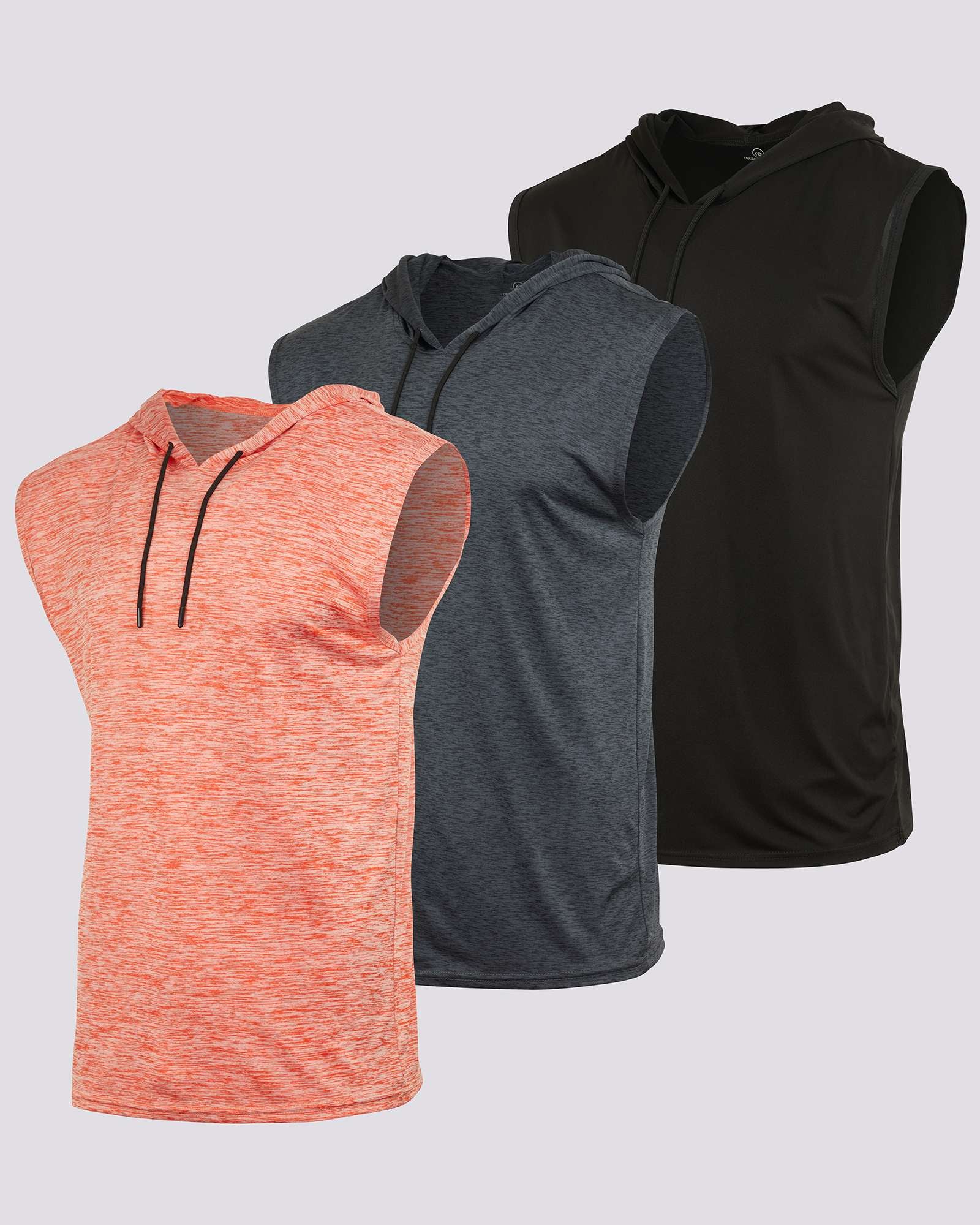 Men's Dry-Fit Active Hooded Tank Top Workout Drawstring Top (Available in Big & Tall)