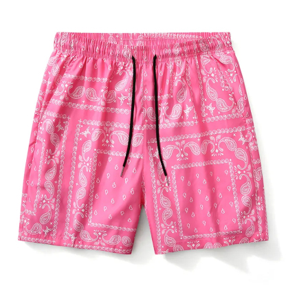 Men's Paisley Pattern Drawstring Short Beach Short