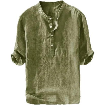 Men's Casual Linen 3/4 Sleeve Lightweight Henley Shirt