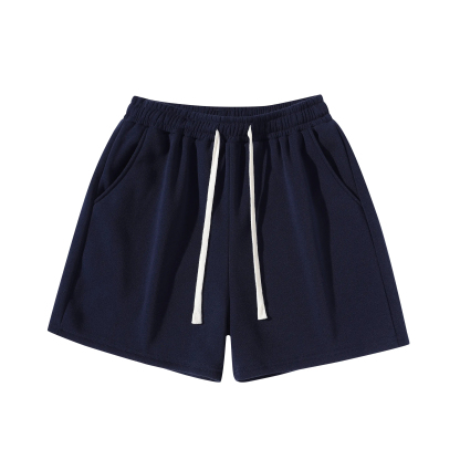 Men's Plain Drawstring Waist Sweat Short Unisex Sport Short