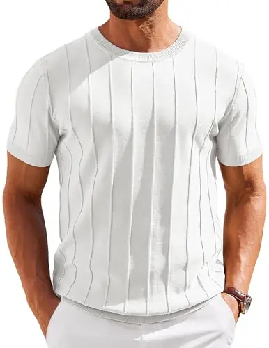 Men's Lightweight Ribbed Knit Short Sleeve T-Shirt