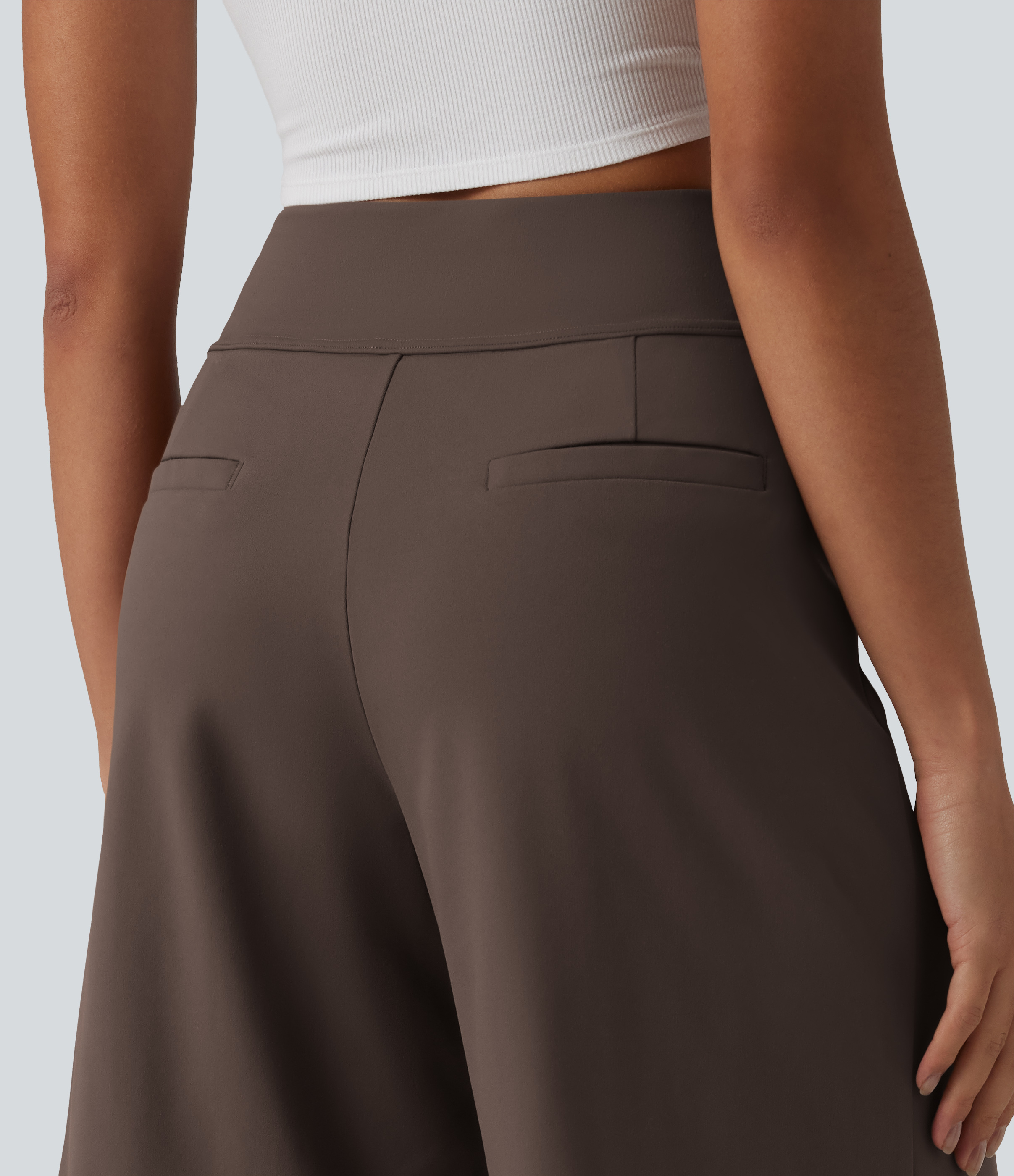 DayStretch High Waisted Pleated Work Bermuda Shorts 10'' with Pockets