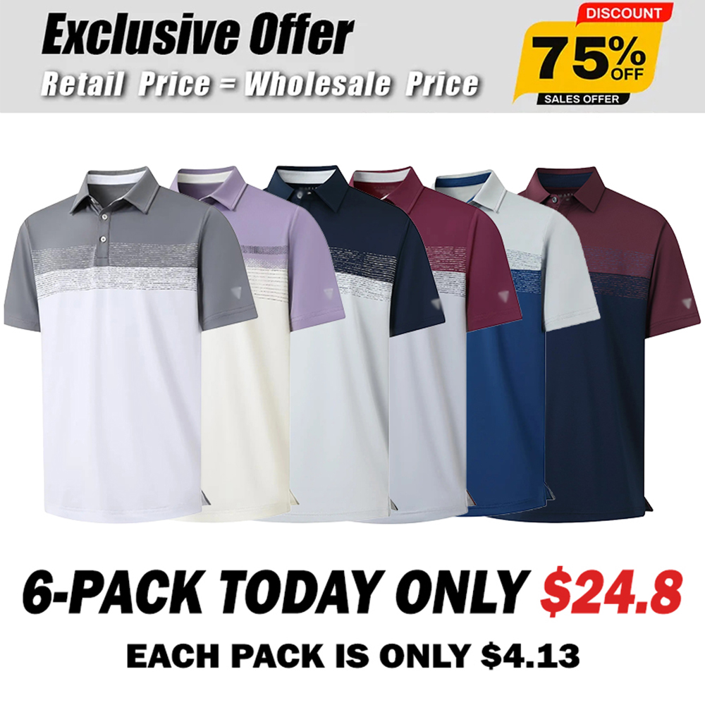 Men's Polo Shirts Dry Fit Performance Color Block Shirt