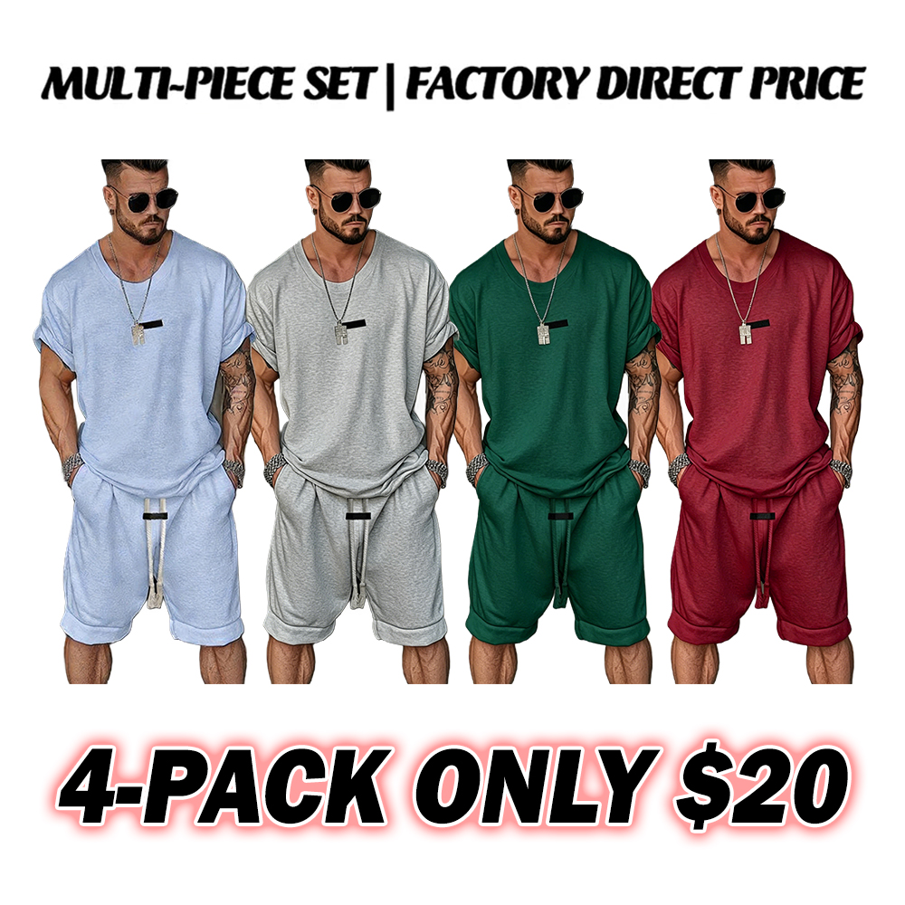 Men's 2-Piece Athleisure Fusion T-Shirt Shorts Set