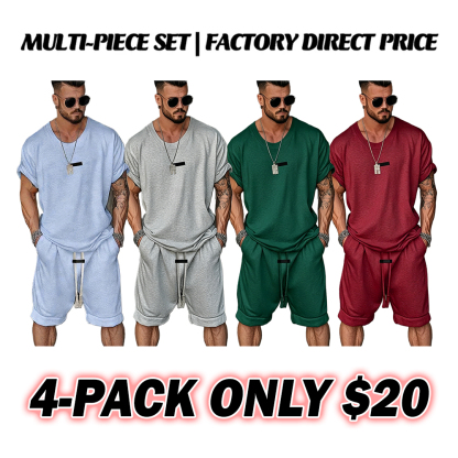 Men's 2-Piece Athleisure Fusion T-Shirt Shorts Set