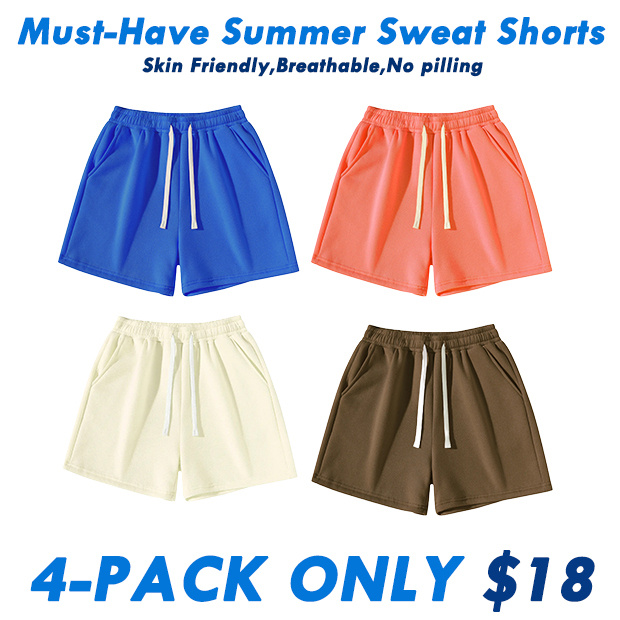 Men's Plain Drawstring Waist Sweat Short Unisex Sport Lounge Short