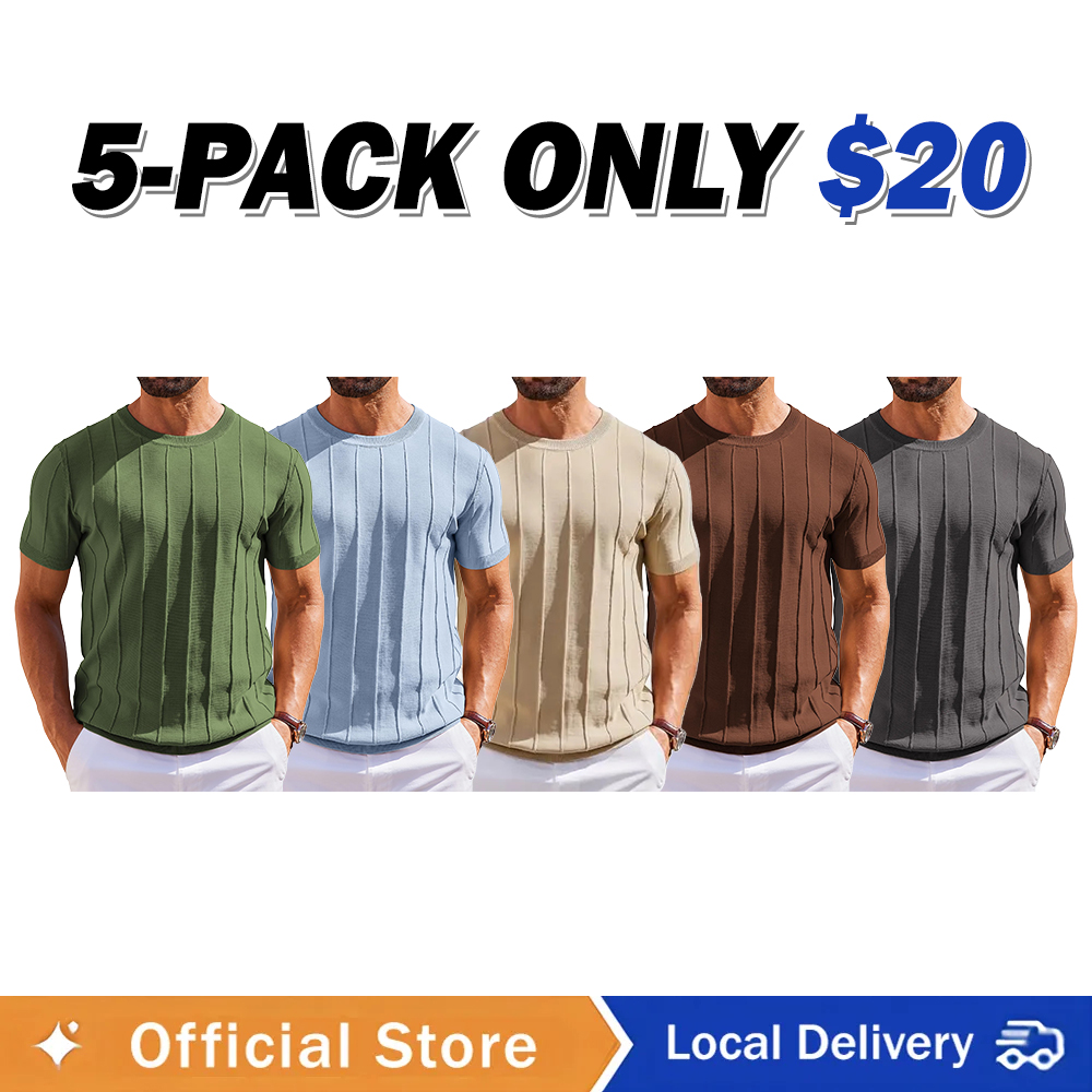 Men's Lightweight Ribbed Knit Short Sleeve T-Shirt