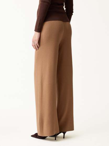 Merino Blend High-Rise Pintuck Wide-Leg Pants with Pockets
