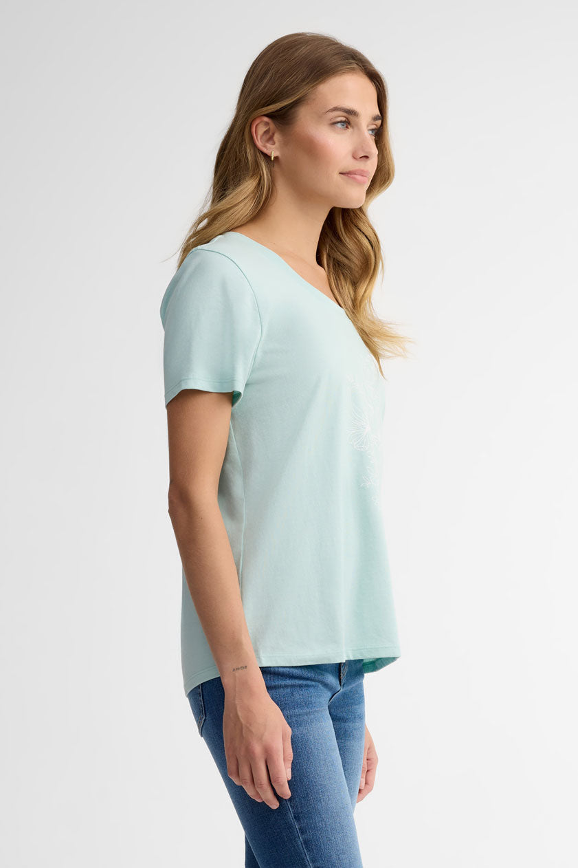 T-shirt col dégagé coton, 2/30$ - Femme