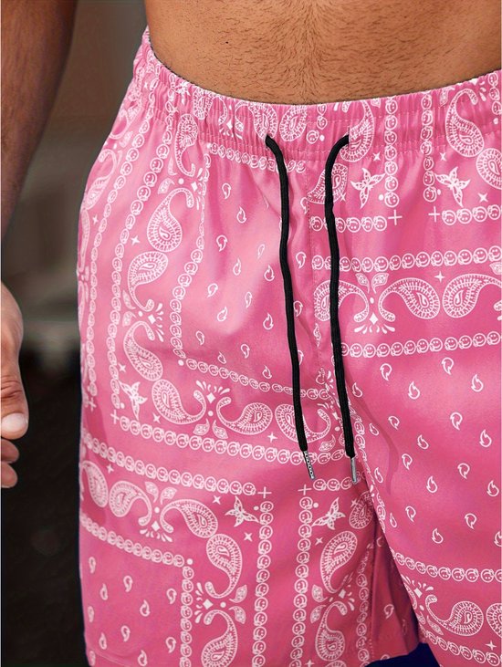 Men's Paisley Pattern Drawstring Short Beach Short