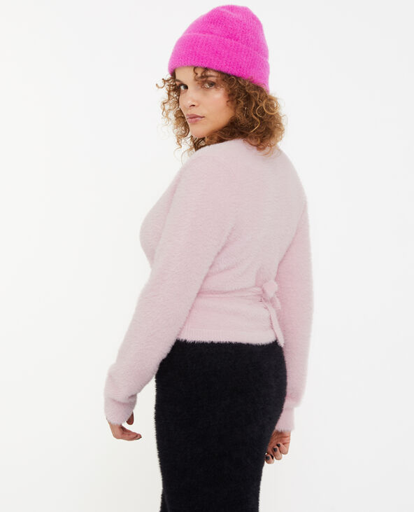 Cache-cœur en maille fluffy - Blanc