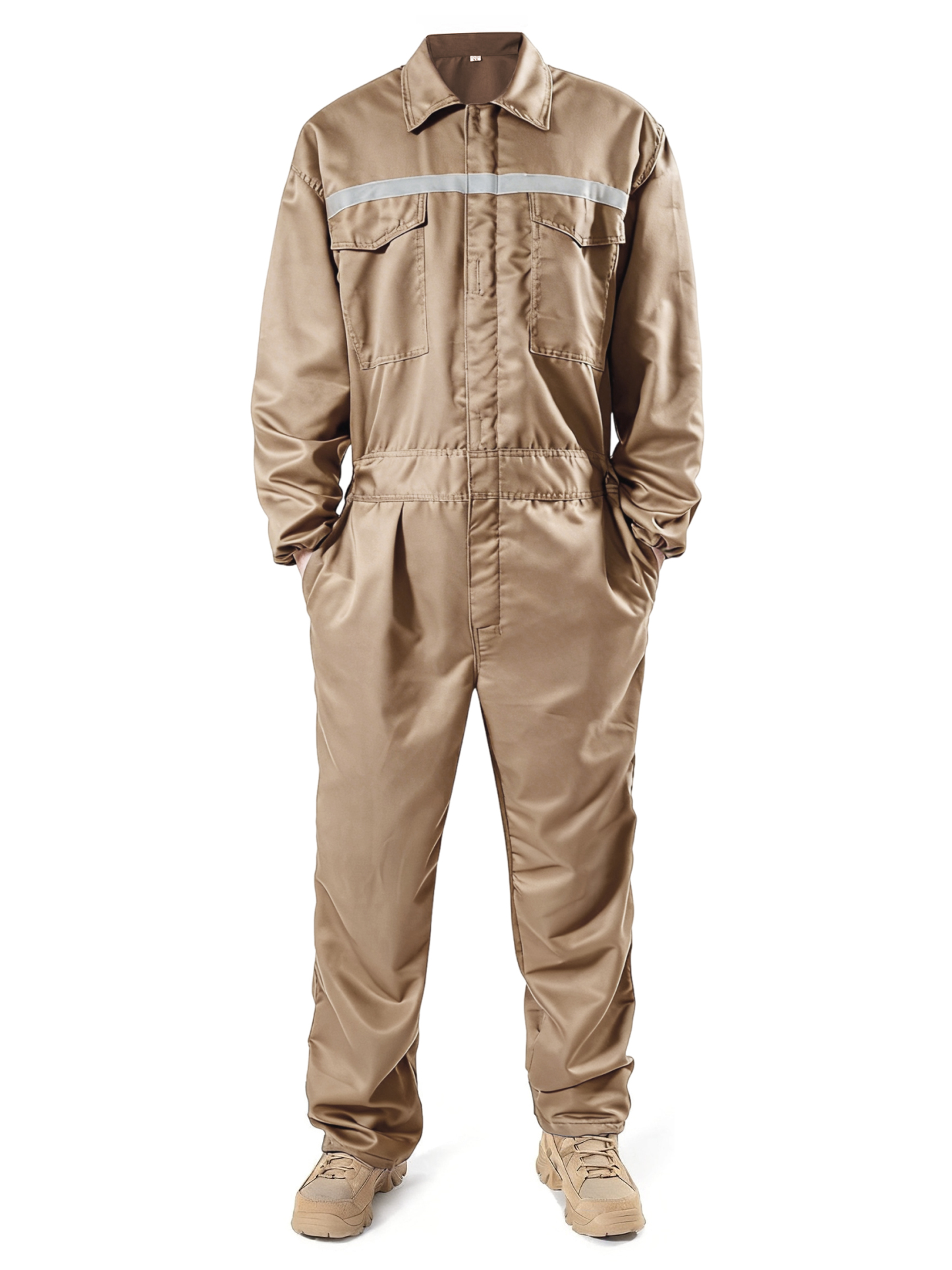 Men's Reflective Stripe Coverall Durable Industrial Mechanic Workwear One Piece Jumpsuit for Safety & Comfort
