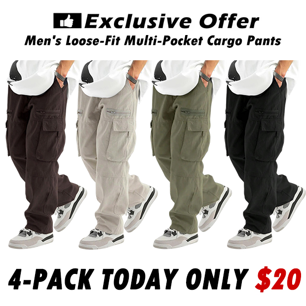 Men's Loose-Fit Multi-Pocket Drawstring Waist Cargo Pant