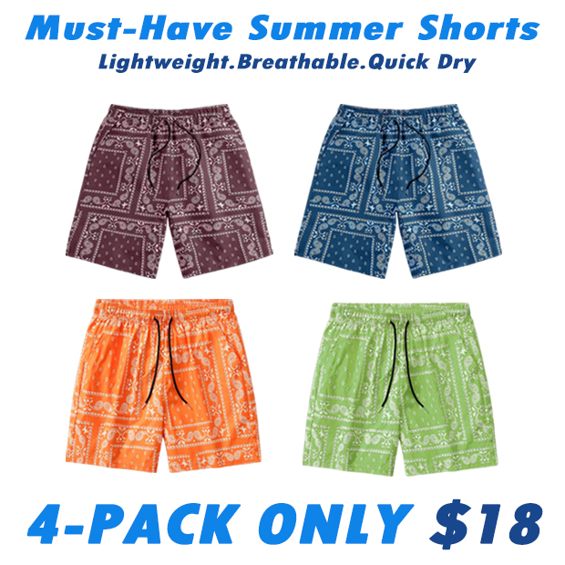 Men's Paisley Pattern Drawstring Short Beach Short