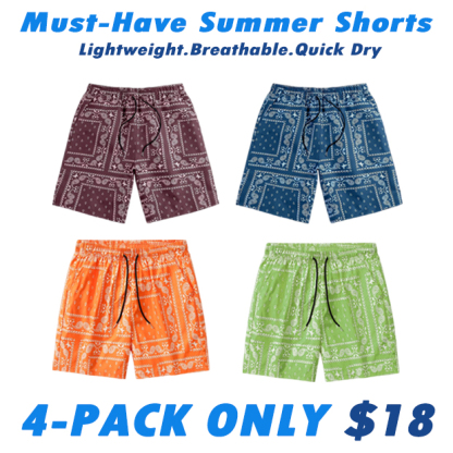 Men's Paisley Pattern Drawstring Short Beach Short