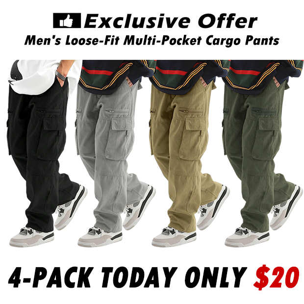 Men's Loose-Fit Multi-Pocket Drawstring Waist Cargo Pant