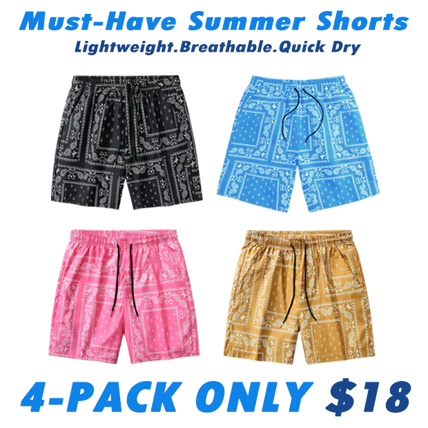Men's Paisley Pattern Drawstring Short Beach Short