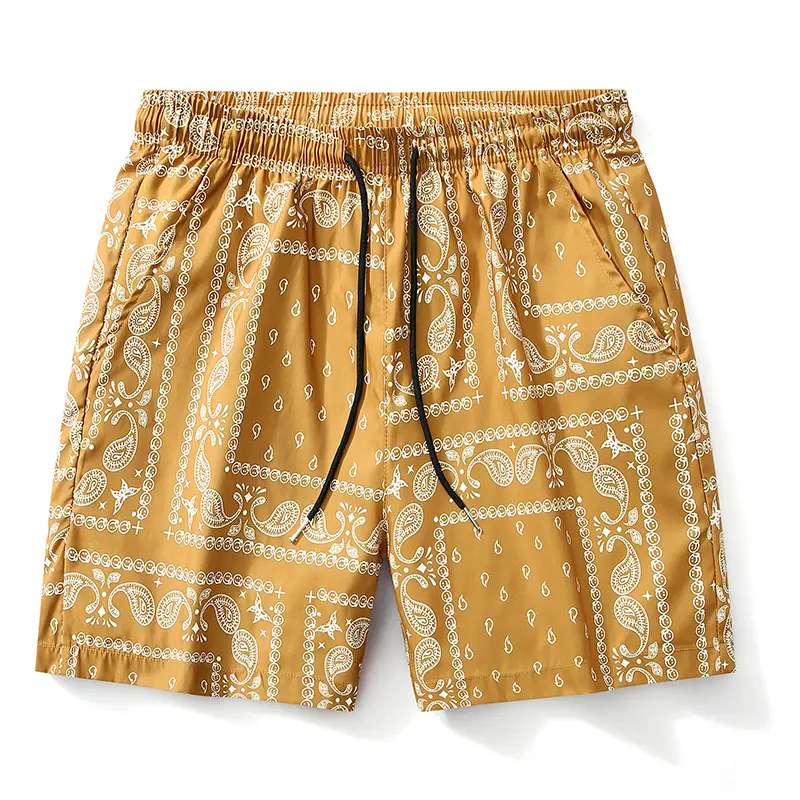 Men's Paisley Pattern Drawstring Short Beach Short