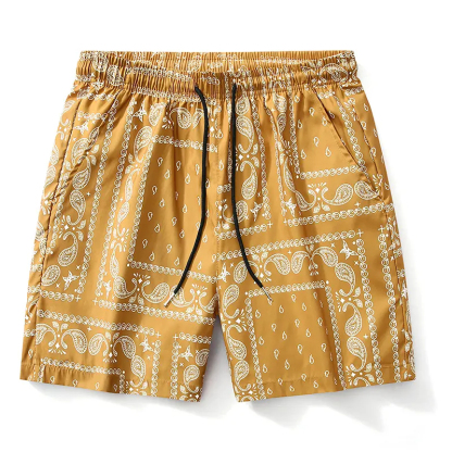 Men's Paisley Pattern Drawstring Short Beach Short