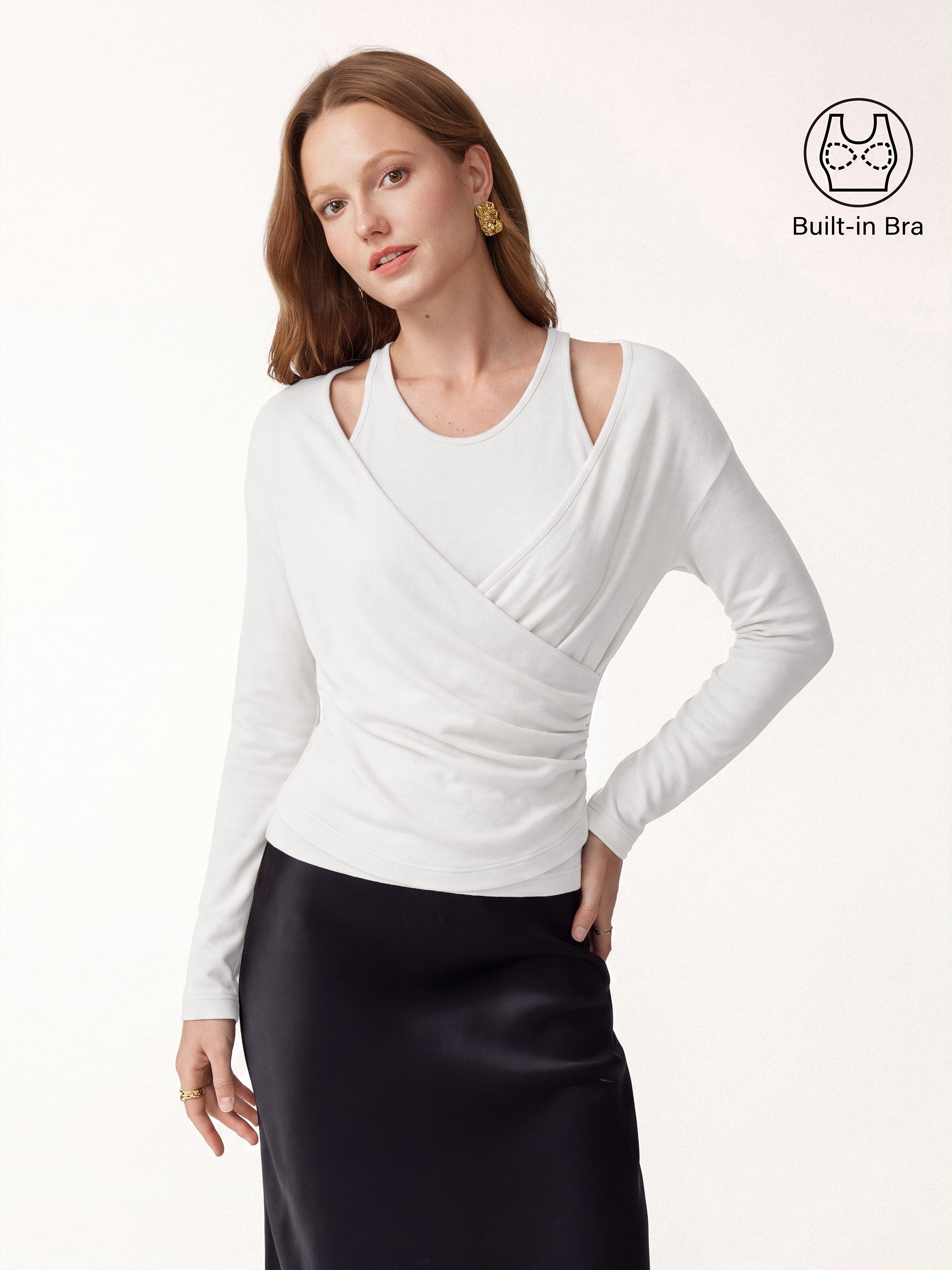 LiteWarm Two-Piece Set Cami with Surplice Ruched Built-In Bra Top