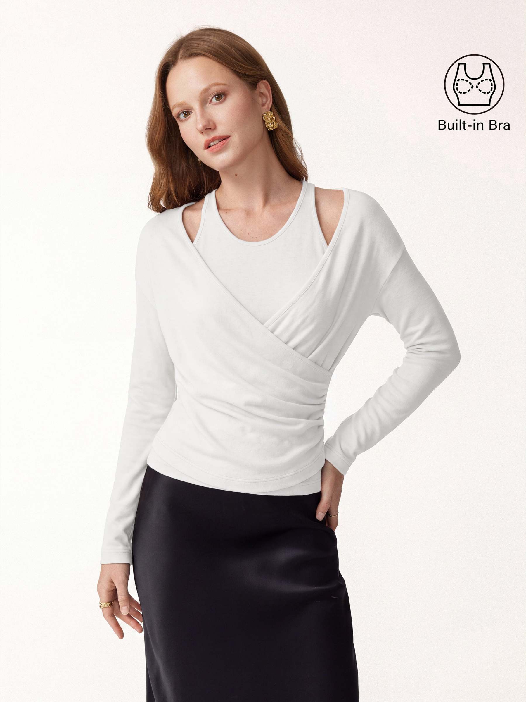 LiteWarm Two-Piece Set Cami with Surplice Ruched Built-In Bra Top