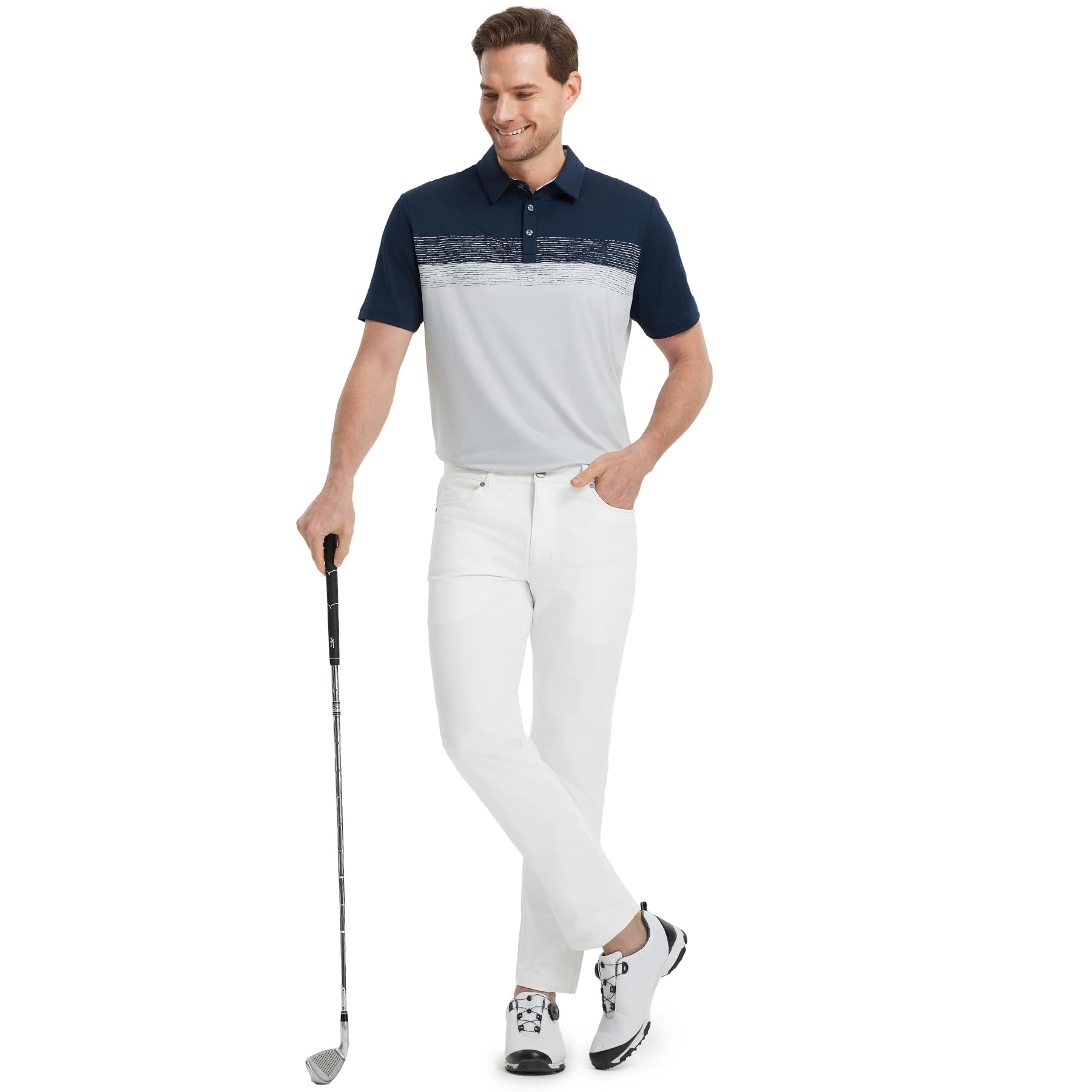 Men's Polo Shirts Dry Fit Performance Color Block Shirt