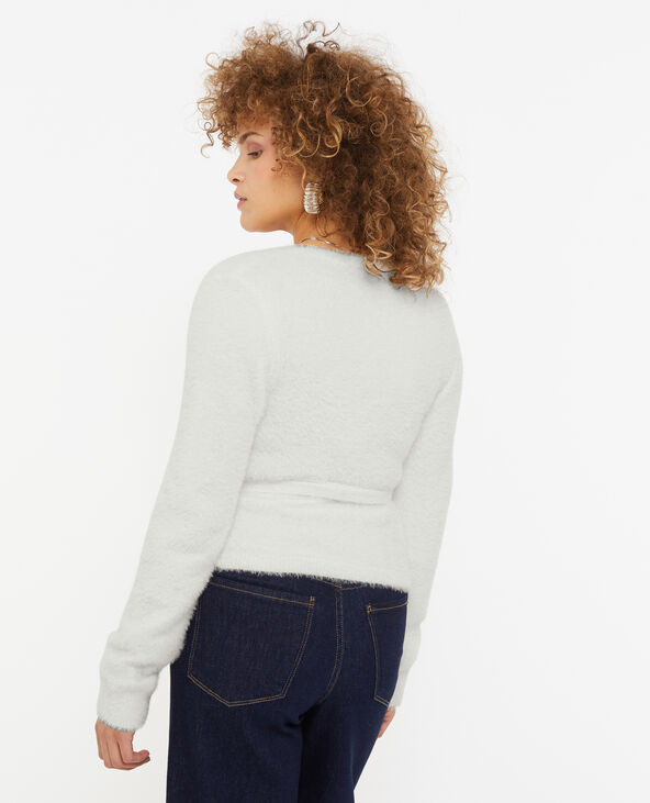 Cache-cœur en maille fluffy - Blanc