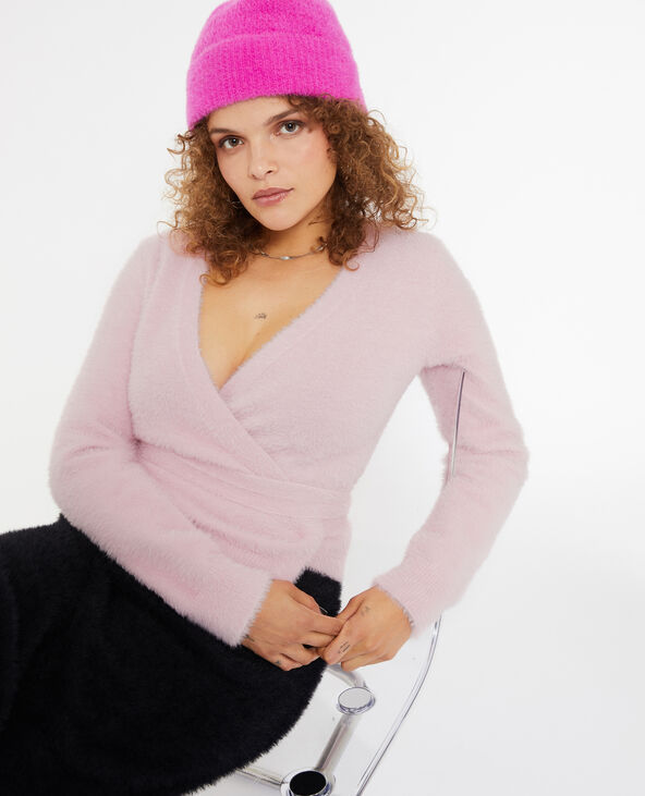 Cache-cœur en maille fluffy - Blanc