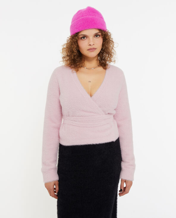 Cache-cœur en maille fluffy - Blanc