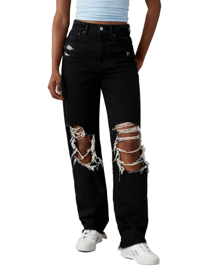 6-Pack Women's Strigid Ripped Highest Waist Baggy Straight Jean